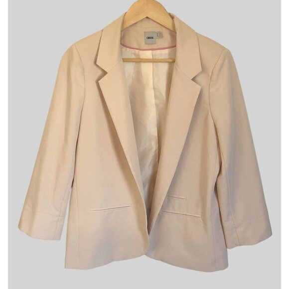 Asos Light Pink Open Front Blazer Womens Size 10 Professional Office Feminine - Picture 1 of 8